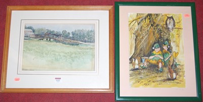 Lot 1112 - Assorted watercolours, to include farmyard...