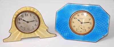 Lot 115 - An Art Deco silver and yellow guilloche enamel...