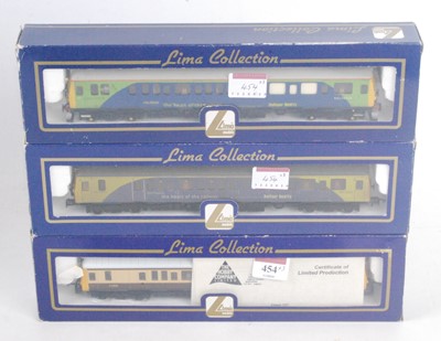 Lot 454 - Three Lima Class 121 railcars: brown & cream;...