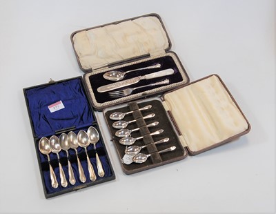 Lot 277 - A cased set of silver teaspoons, Sheffield...