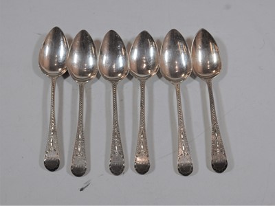 Lot 404 - A set of six 19th century silver teaspoons,...
