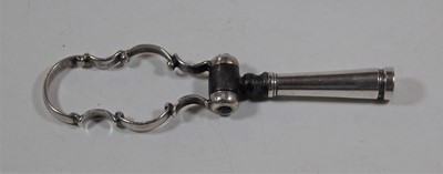 Lot 410 - A 19th century white metal folding corkscrew,...