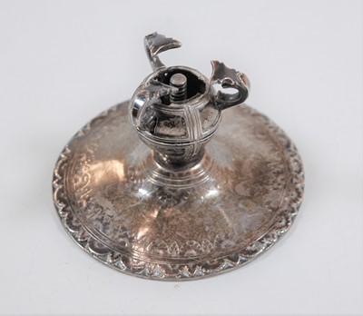 Lot 414 - An early 19th century unmarked white metal lid,...