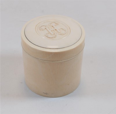 Lot 437 - An early 20th century ivory tobacco jar and...