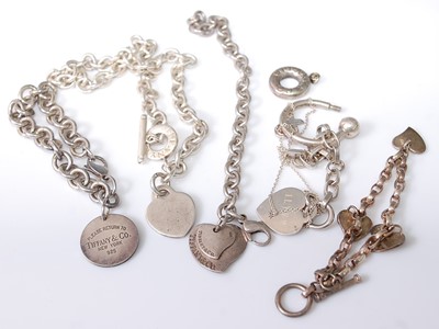 Lot 339 - Assorted Tiffany style white metal bracelets,...
