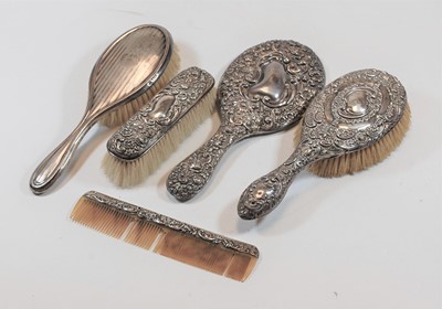 Lot 473 - A circa 1900 silver backed hand mirror with...