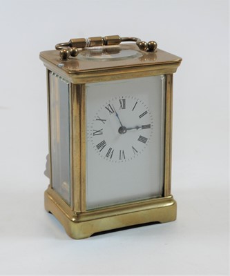 Lot 485 - A lacquered brass cased carriage timepiece...