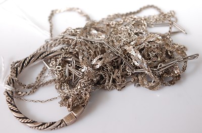 Lot 361 - Assorted white metal and silver fine link neck...