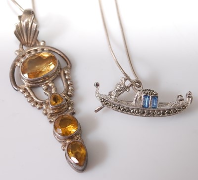 Lot 375 - A modern white metal paste set pendant on neck...