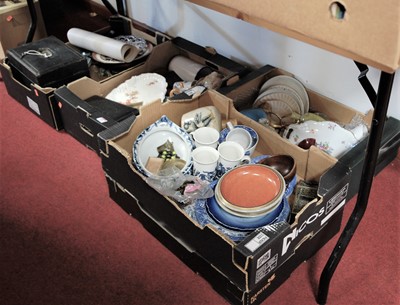 Lot 534 - Six boxes of miscellaneous items to include...