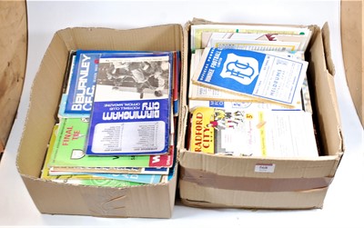 Lot 568 - Two boxes of various football programmes, to...