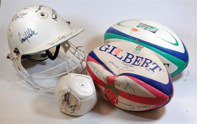 Lot 588 - A Kalli cricket helmet, bearing various...