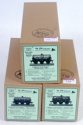 Lot 336 - Three WJ Vintage/ETS 6-wheel milk tanks:-...