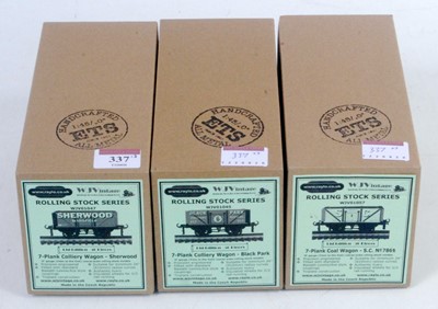 Lot 337 - Three WJ Vintage/ETS open 7 plank wagons:-...