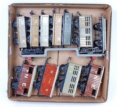 Lot 357 - Eleven NE and one plain Hornby wagons, mix of...