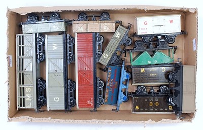 Lot 359 - Tray containing 3 x no. 2 wagons:- LMS cattle,...