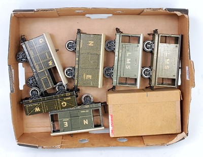 Lot 366 - Six Bassett-Lowke grey wagons:- 2 x LMS goods...