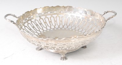 Lot 1134 - A George V silver fruit bowl, of pierced...