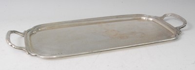 Lot 1130 - A George VI silver twin handled drinks tray,...