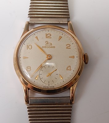 Lot 2570 - A yellow metal Record manual wind wristwatch,...