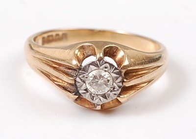 Lot 2577 - An 18ct yellow gold heavy set diamond single...
