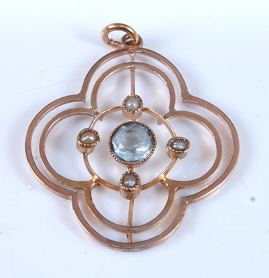 Lot 2638 - An Edwardian yellow metal openwork four-petal...