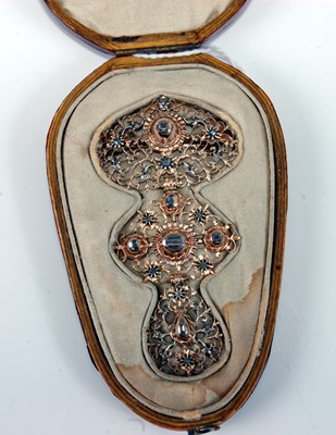 Lot 1222 - A George III yellow metal open scrollwork...