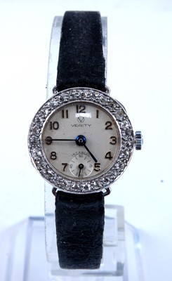 Lot 2632 - A lady's white metal manual wind Verity...