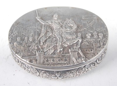 Lot 1143 - A late 19th century German silver sugar box,...