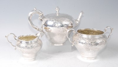 Lot 1163 - A William IV silver three-piece teaset,...