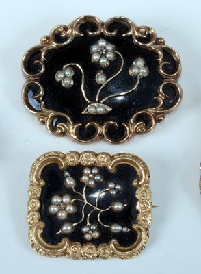 Lot 1232 - Two late Victorian yellow metal mourning...