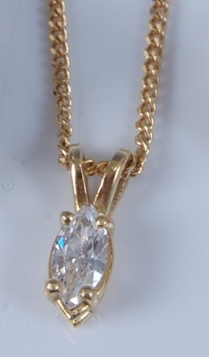 Lot 1266 - An 18ct yellow gold single stone marquise cut...