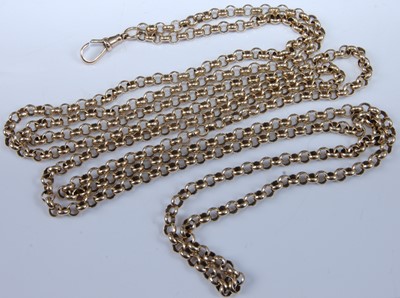 Lot 1238 - A 9ct yellow gold rounded belcher link guard...