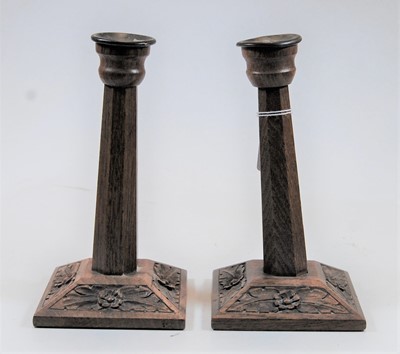 Lot 7 - A pair of Arts & Crafts flaring octagonal oak...