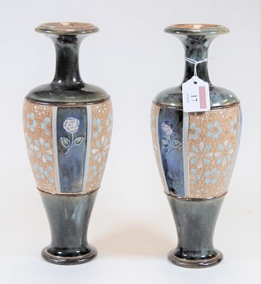 Lot 17 - A pair of Royal Doulton Lambeth stoneware...