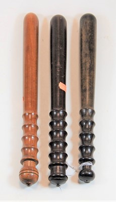Lot 30 - A turned lignum vitae policeman's truncheon,...