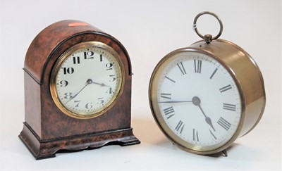 Lot 40 - A lacquered brass cased drum clock having...