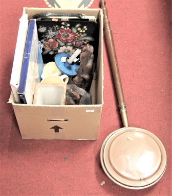 Lot 69 - A mixed lot to include copper warming pan,...