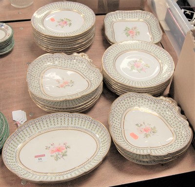 Lot 88 - A Victorian part dessert service, each painted...