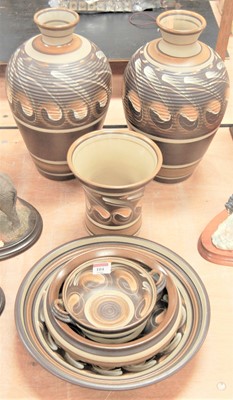 Lot 104 - A pair of Denby stoneware vases each of...