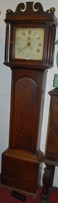 Lot 1116 - A circa 1800 provincial oak long case clock,...