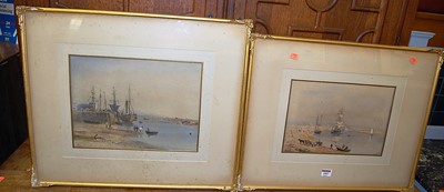 Lot 1007 - Fred H. Nash - Waiting to unload, watercolour...