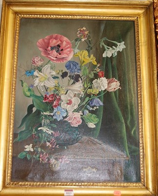 Lot 1013 - Lesley Lancaster - Still life with flowers in...