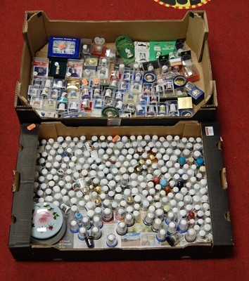 Lot 132 - Two boxes of miscellaneous china thimbles