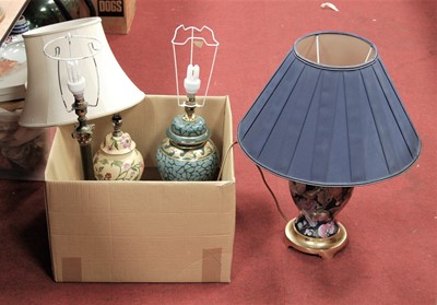 Lot 136 - A Corinthian column table lamp, on marble base...