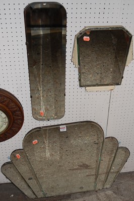 Lot 1126 - An Art Deco fan shaped wall mirror, 47.5 x 73...