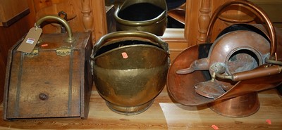 Lot 1161 - An Edwardian walnut coal purdonium with shovel,...