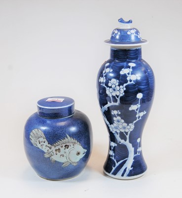 Lot 170 - A Chinese stoneware blue and white vase, of...