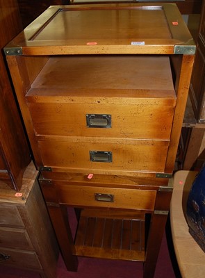 Lot 1200 - A contemporary walnut and brass bound campaign...
