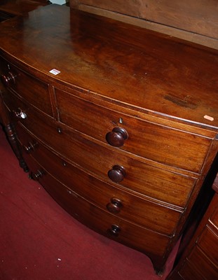 Lot 1218 - A 19th century mahogany bowfront chest, of two...
